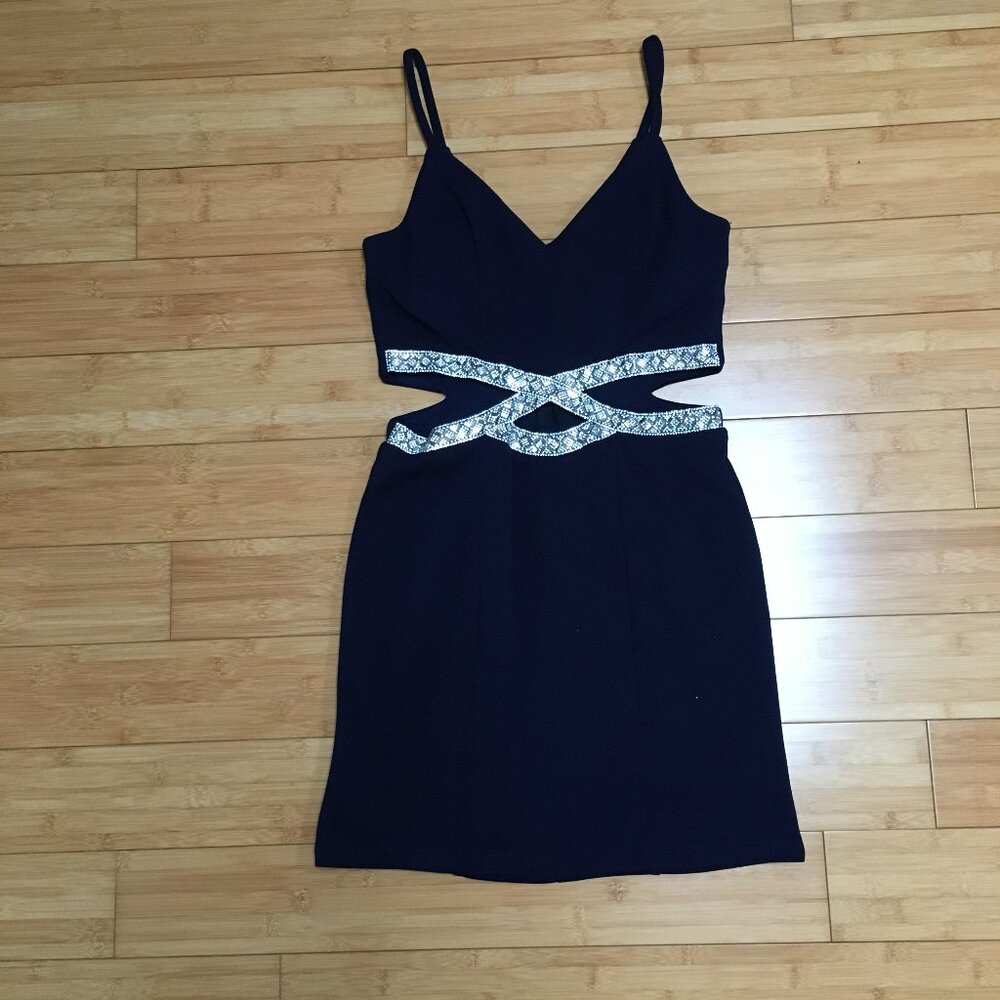 NWOT Speechless Navy Blue Cutout Embellished Dress